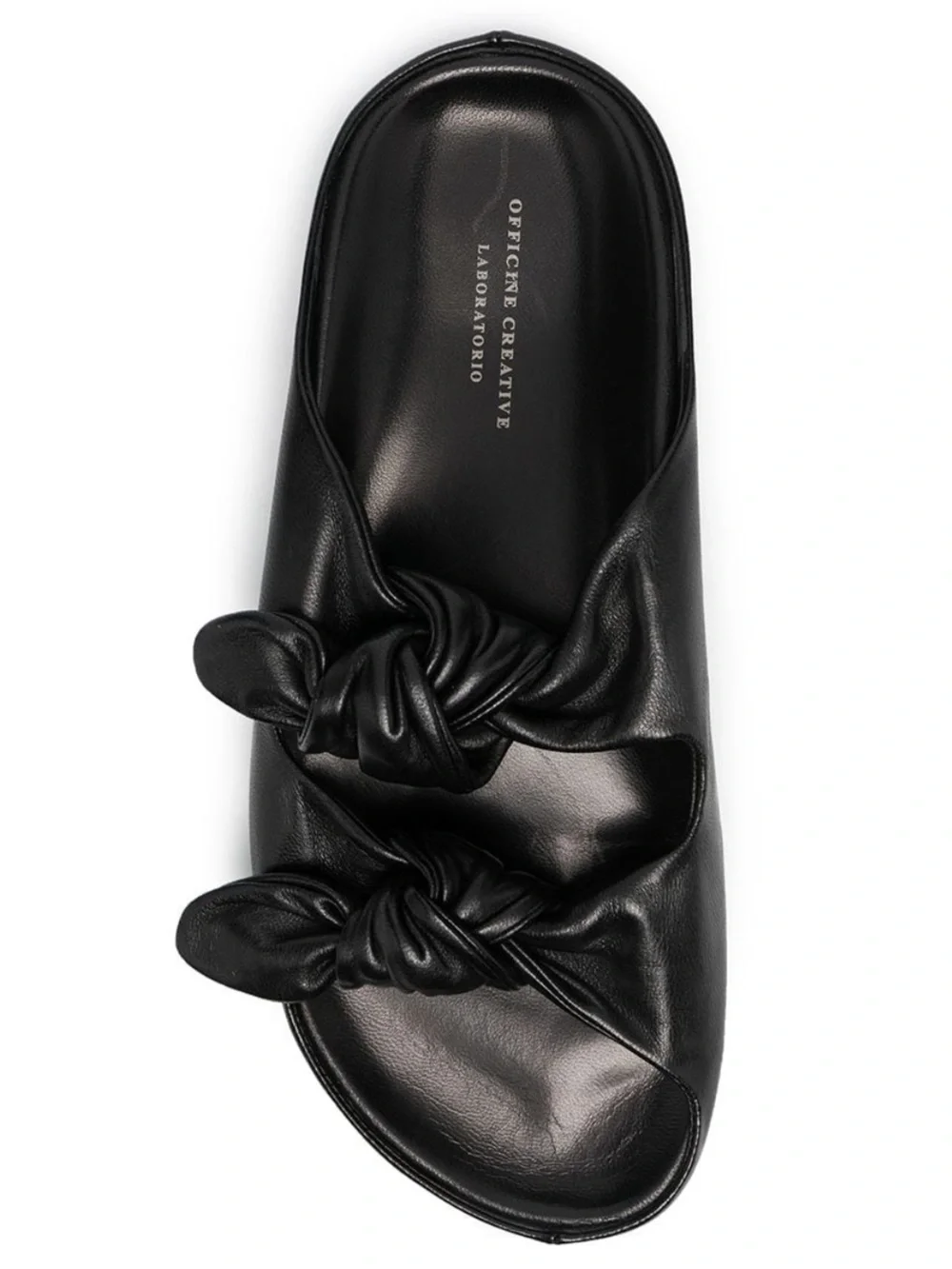 Officine Creative Pelagie Knotted Leather Slides in Black | 37